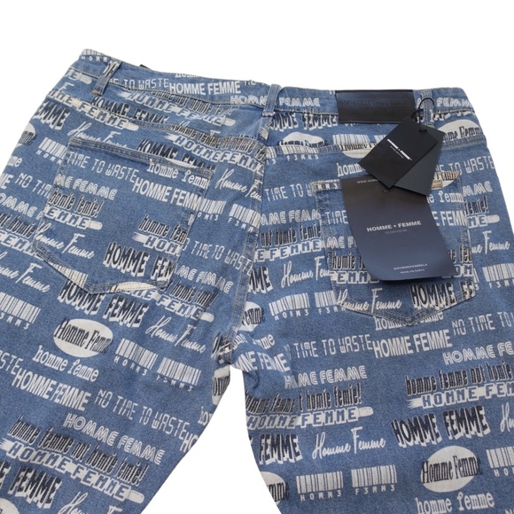Homme + Femme Denim Pants Logo Print Jeans Size 40 NWT - Picture 9 of 10